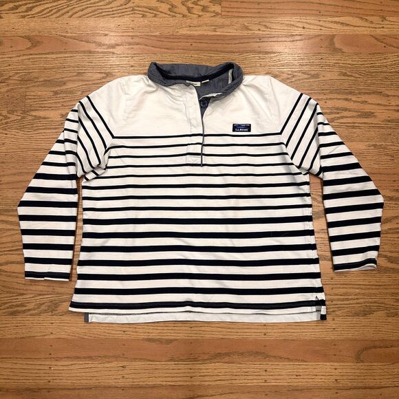 L.L. Bean Tops - L.L. Bean Women’s Polo Shirt Size XL Striped Long Sleeve Nautical Preppy Coastal